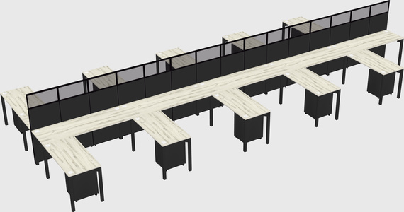 Shared l-shape cubicle