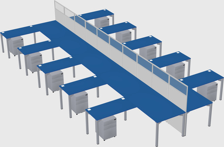 Shared l-shape cubicle