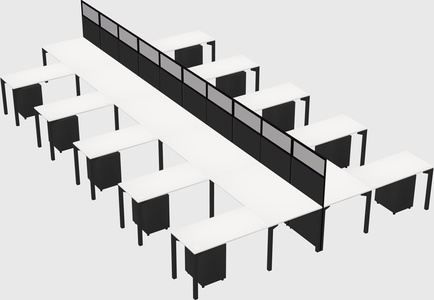 Shared l-shape cubicle