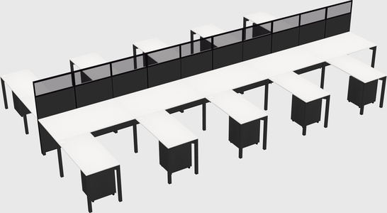 Shared l-shape cubicle