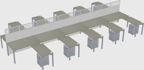 Shared l-shape cubicle