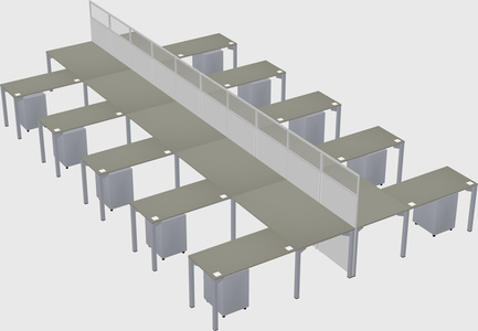 Shared l-shape cubicle