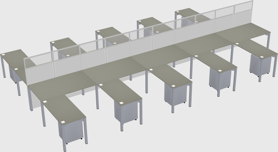 Shared l-shape cubicle