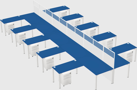 Shared l-shape cubicle