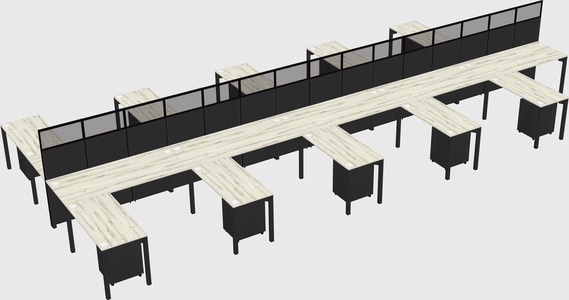 Shared l-shape cubicle