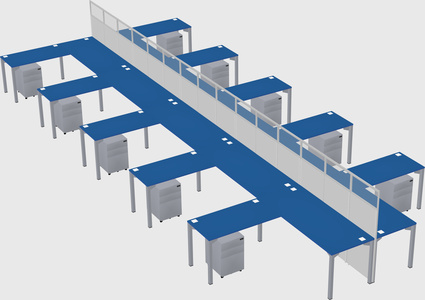 Shared l-shape cubicle