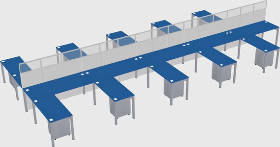 Shared l-shape cubicle