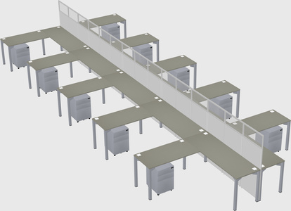 Shared l-shape cubicle