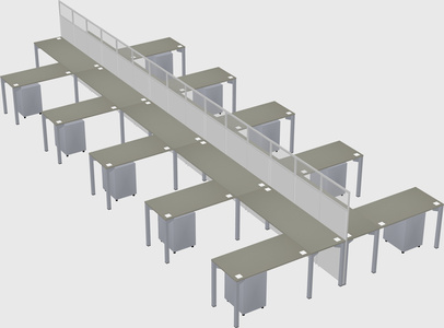 Shared l-shape cubicle