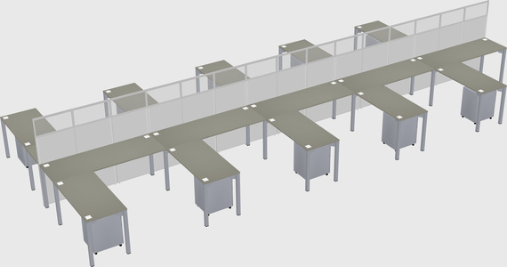 Shared l-shape cubicle