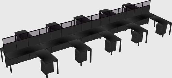 Shared l-shape cubicle