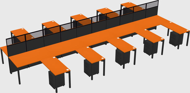 Shared l-shape cubicle