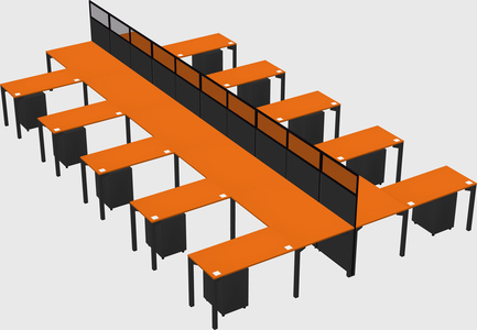 Shared l-shape cubicle