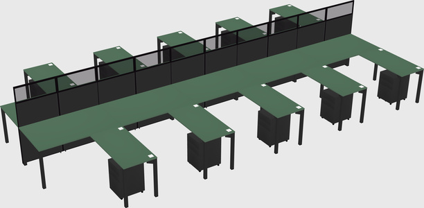 Shared l-shape cubicle