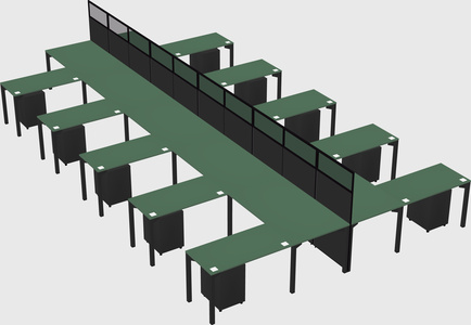 Shared l-shape cubicle