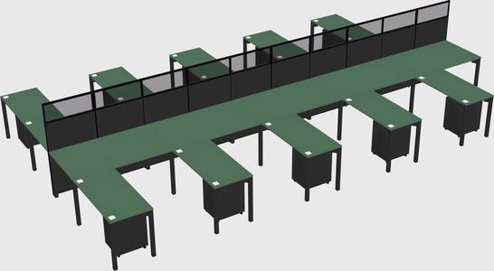 Shared l-shape cubicle