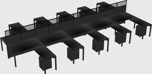 Shared l-shape cubicle