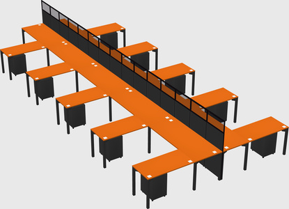 Shared l-shape cubicle
