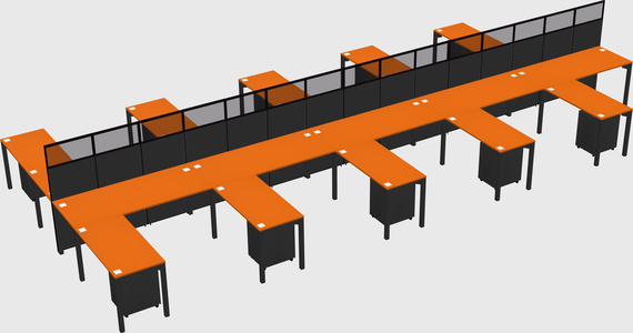 Shared l-shape cubicle