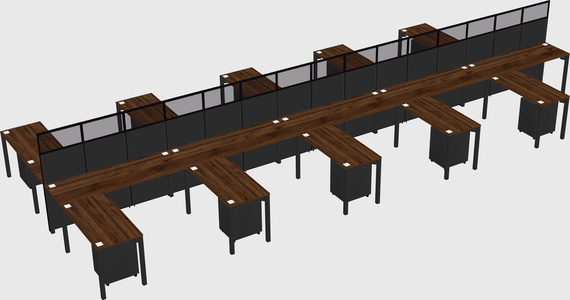 Shared l-shape cubicle