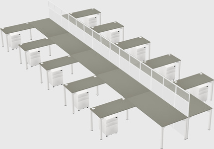 Shared l-shape cubicle