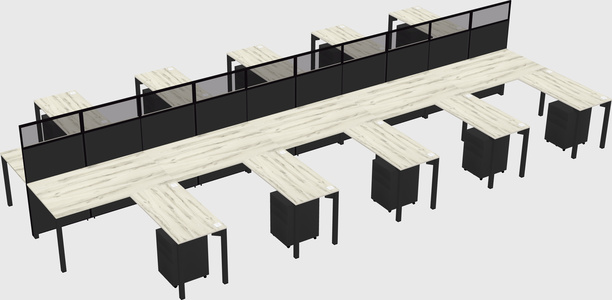 Shared l-shape cubicle