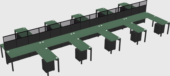 Shared l-shape cubicle