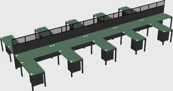 Shared l-shape cubicle