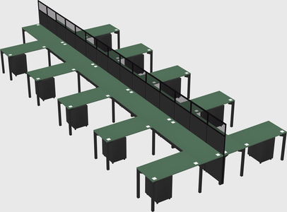 Shared l-shape cubicle