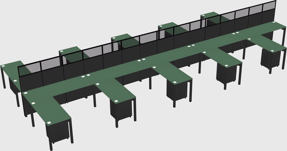 Shared l-shape cubicle