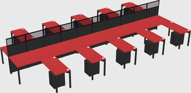 Shared l-shape cubicle