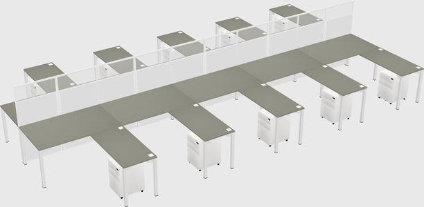 Shared l-shape cubicle