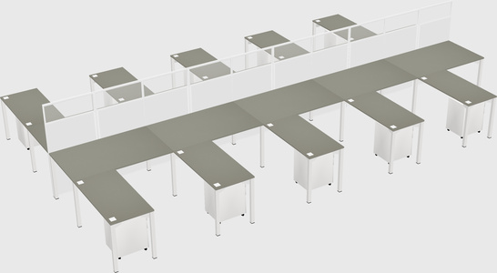 Shared l-shape cubicle