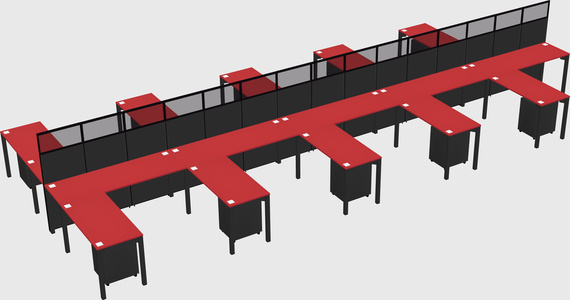 Shared l-shape cubicle
