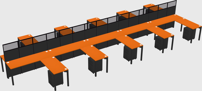 Shared l-shape cubicle