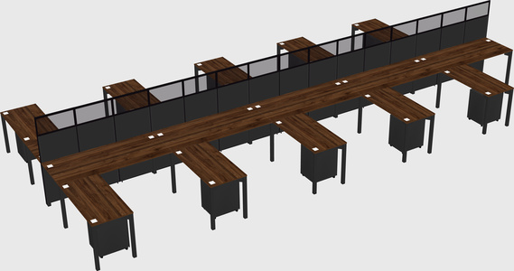 Shared l-shape cubicle