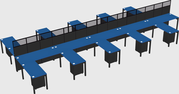Shared l-shape cubicle