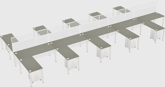 Shared l-shape cubicle