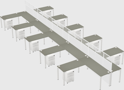 Shared l-shape cubicle