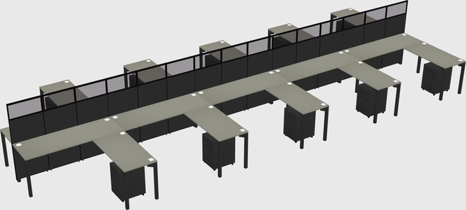 Shared l-shape cubicle