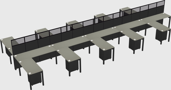 Shared l-shape cubicle