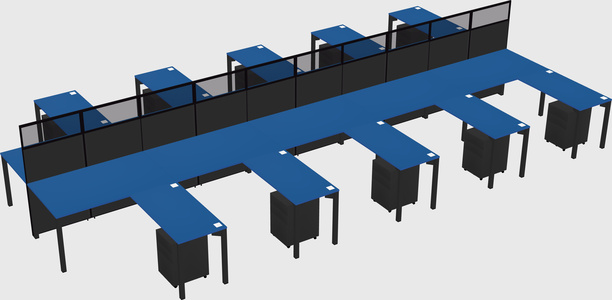 Shared l-shape cubicle