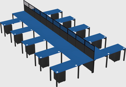 Shared l-shape cubicle