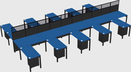 Shared l-shape cubicle