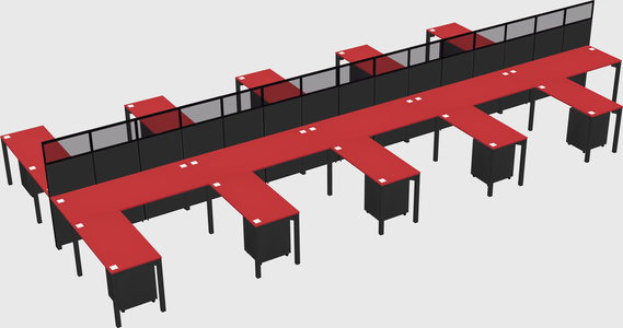Shared l-shape cubicle