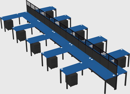 Shared l-shape cubicle