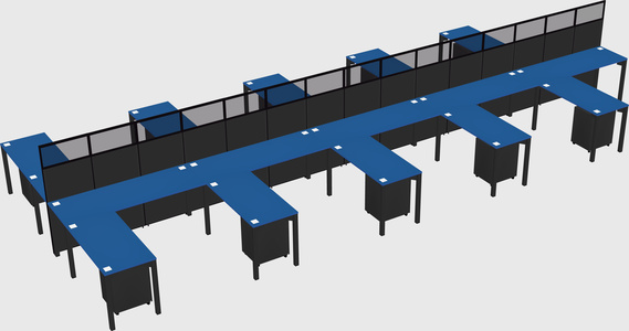 Shared l-shape cubicle