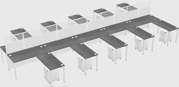 Shared l-shape cubicle