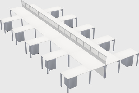 Shared l-shape cubicle