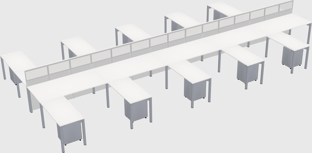 Shared l-shape cubicle